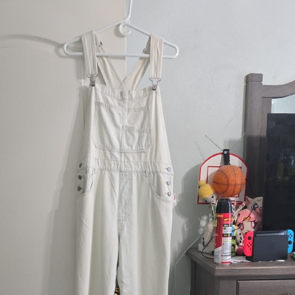 Free People Women's Cream Jeans Overalls